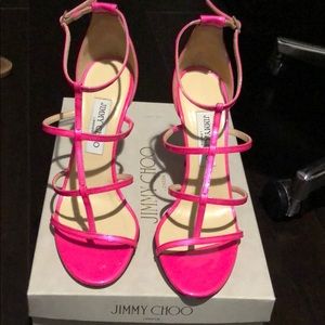 Hot pink Jimmy Choo sandal pumps. Worn once!